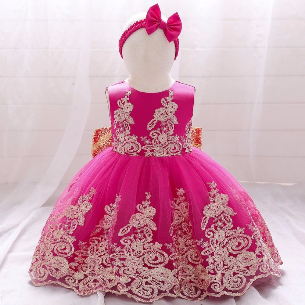Luxury Lace Flower Wedding Birthday dream dress with headband 5008 - Picture 1 of 8